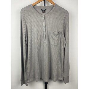 J. Crew Gray Long Sleeve Waffle‎ Knit Thermal Henley Shirt Size XL